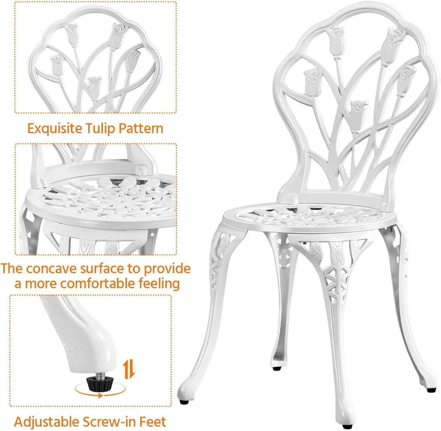 3-Piece Bistro Set Floral Design, Rust-Resistant Cast Aluminum