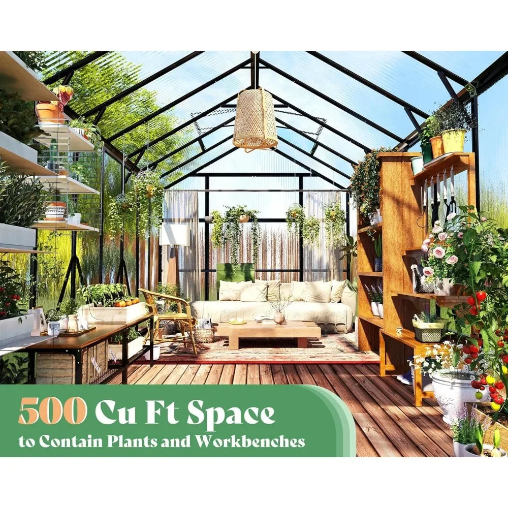 8x12x7.5 FT Greenhouse with, 2 Swing Doors.