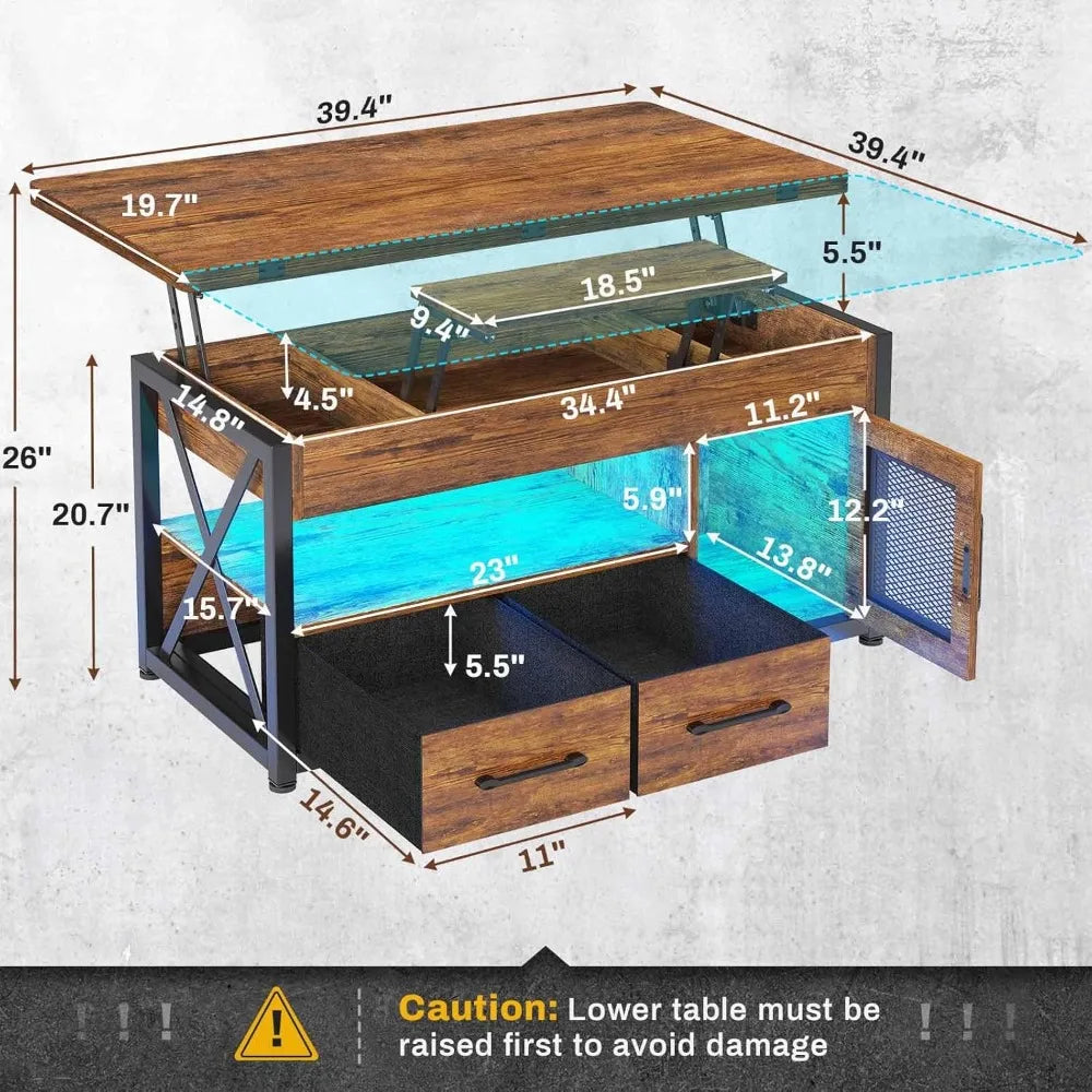 40" Lift Top Coffee Table, 4 in 1 Coffee Tables with Storage Cabinet