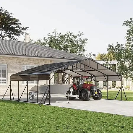 20x20 FT Metal Carport with Updated Frame Structure, Galvanized Steel Roof