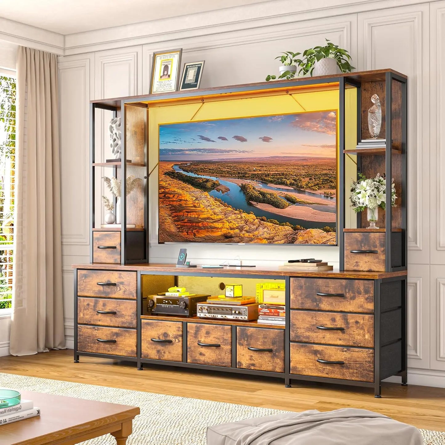 TV Stand 65" for Living Room, Wall Unit Entertainment Center.