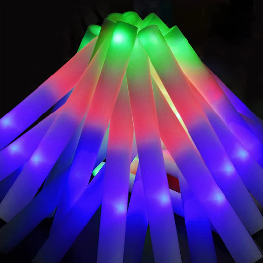 LED Foam Glow Sticks Bulk Colorful RGB Light Up Sticks