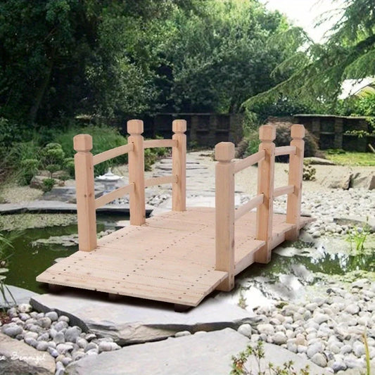 5 ft. Wooden Bridge Stained Finish Yard Decor