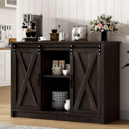 42" Farmhouse Coffee Bar with Sliding Barn Doors