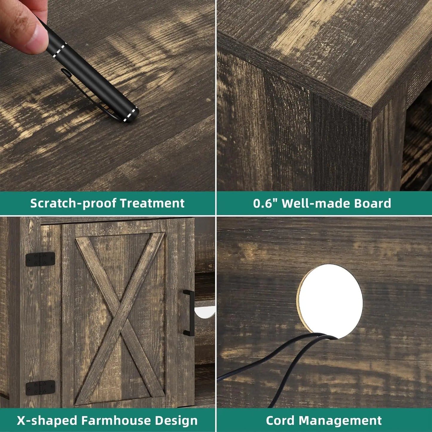 Farmhouse Entertainment Center for 65 Inch TV Rustic Console Storage