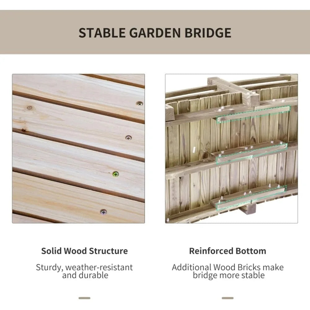 Garden Bridge 5 FT, with Double Safety Railings, Classic Arc Footbridge