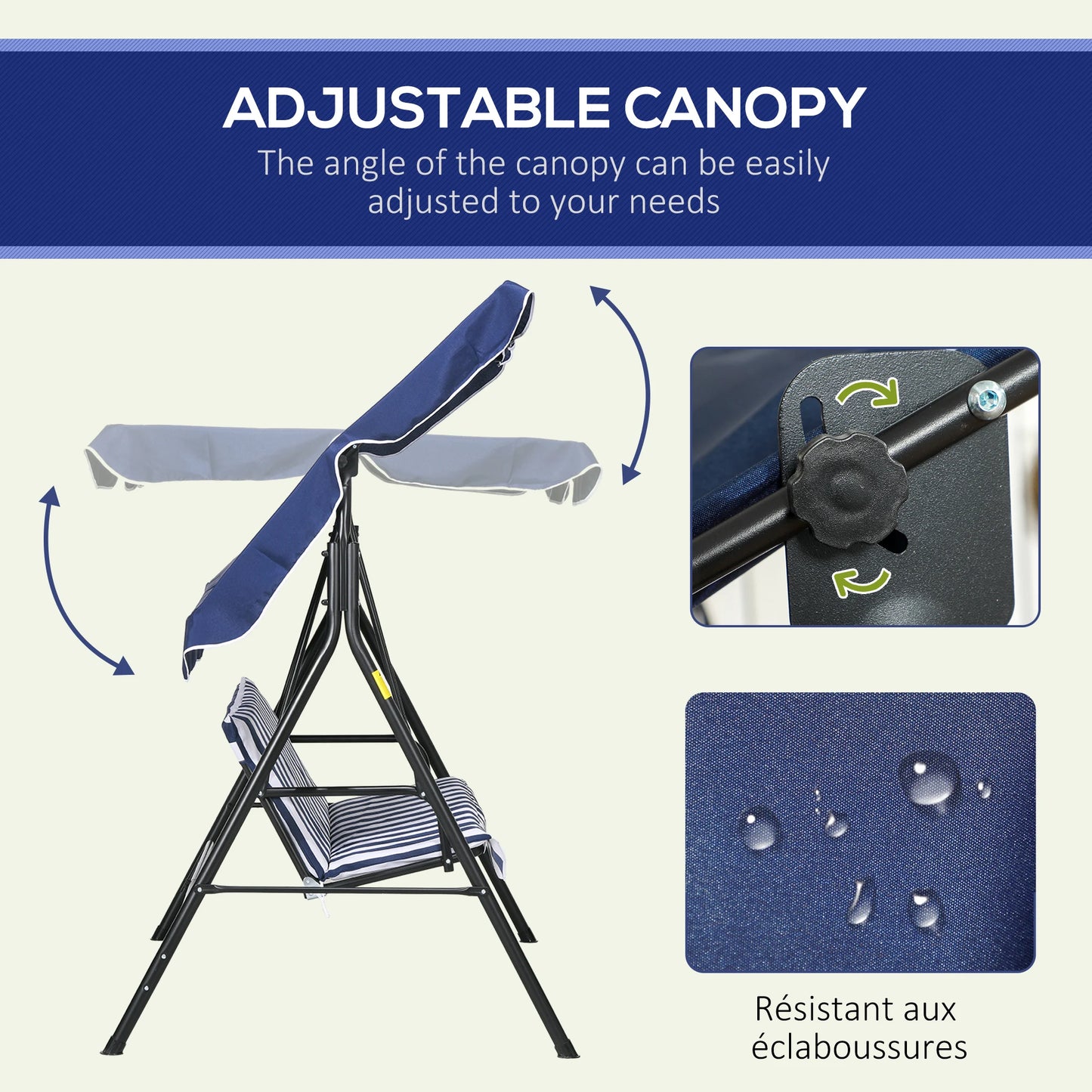 3 seat Swing Hammock Bench Padded With Canopy