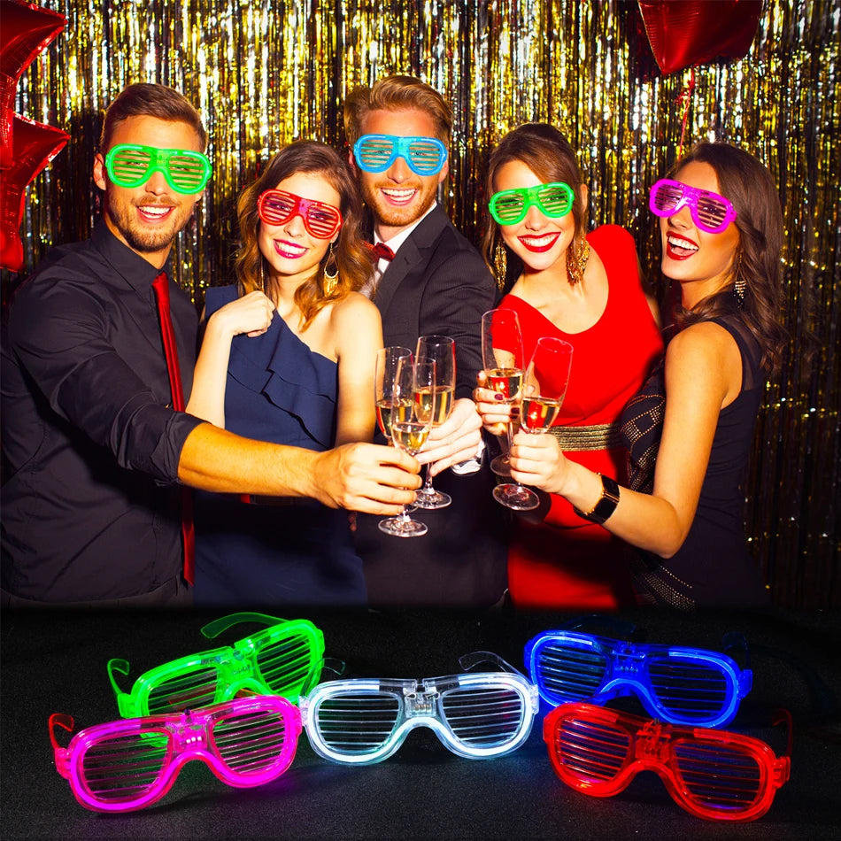 12/25 PCS LED Light Up Glasses 5 Colors Glasses Glow in The Dark