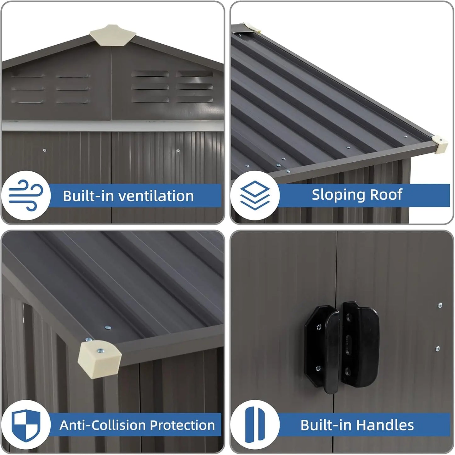 6x4 FT Outdoor Garden Storage Shed, Waterproof Double Door