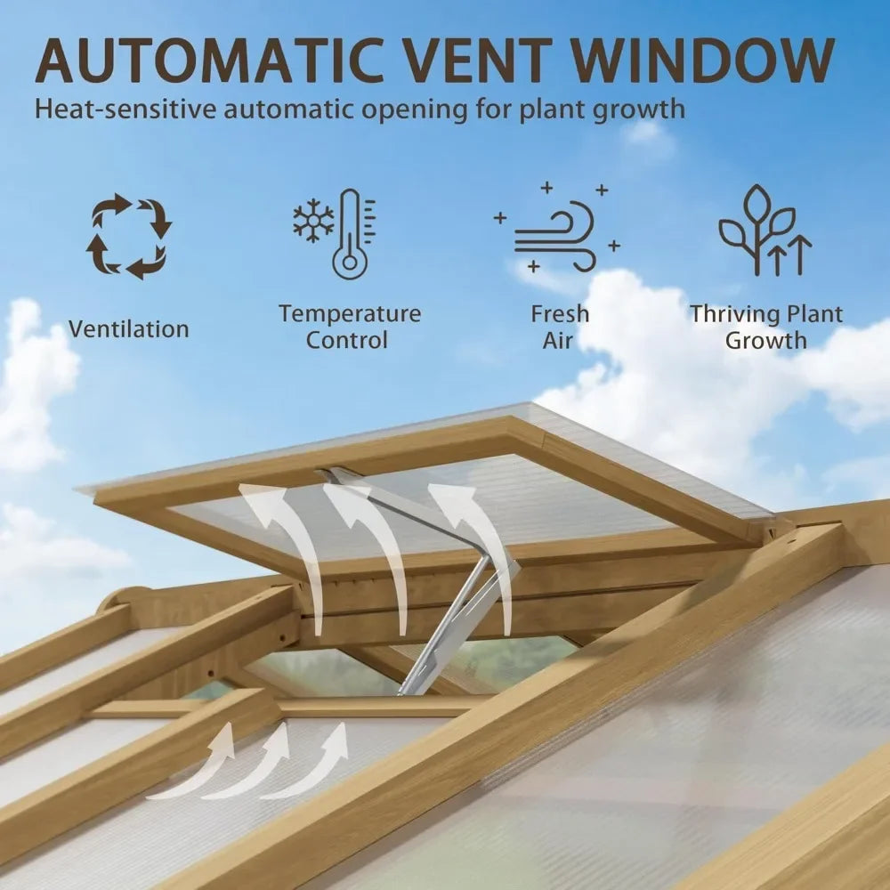 6.8x7.8 FT Greenhouse with Multi Vent Windows, Lockable Door