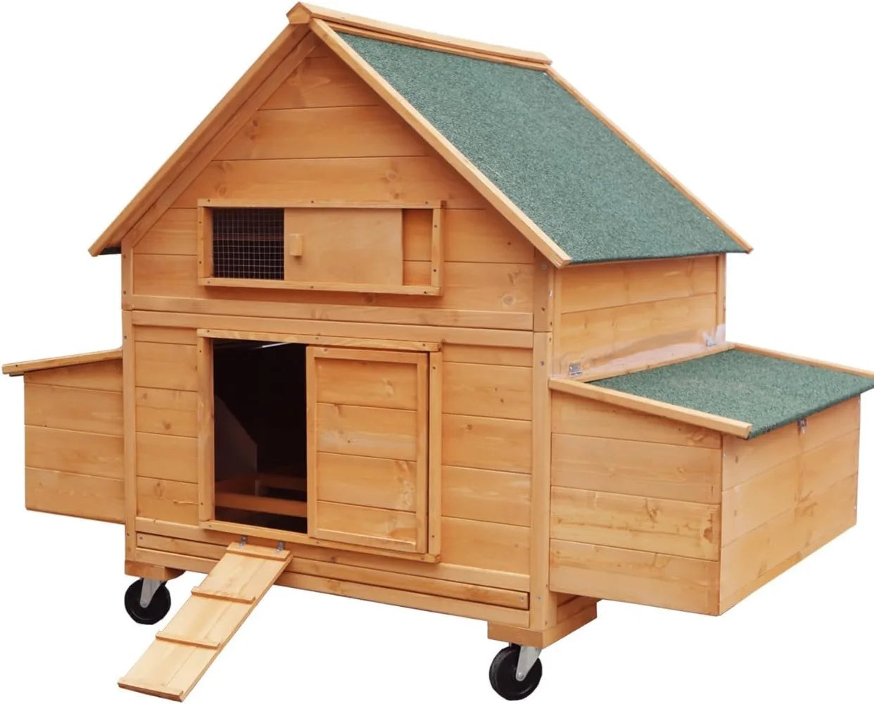 Large Chicken Coop with Wheels, Waterproof  for 6-8 Chickens
