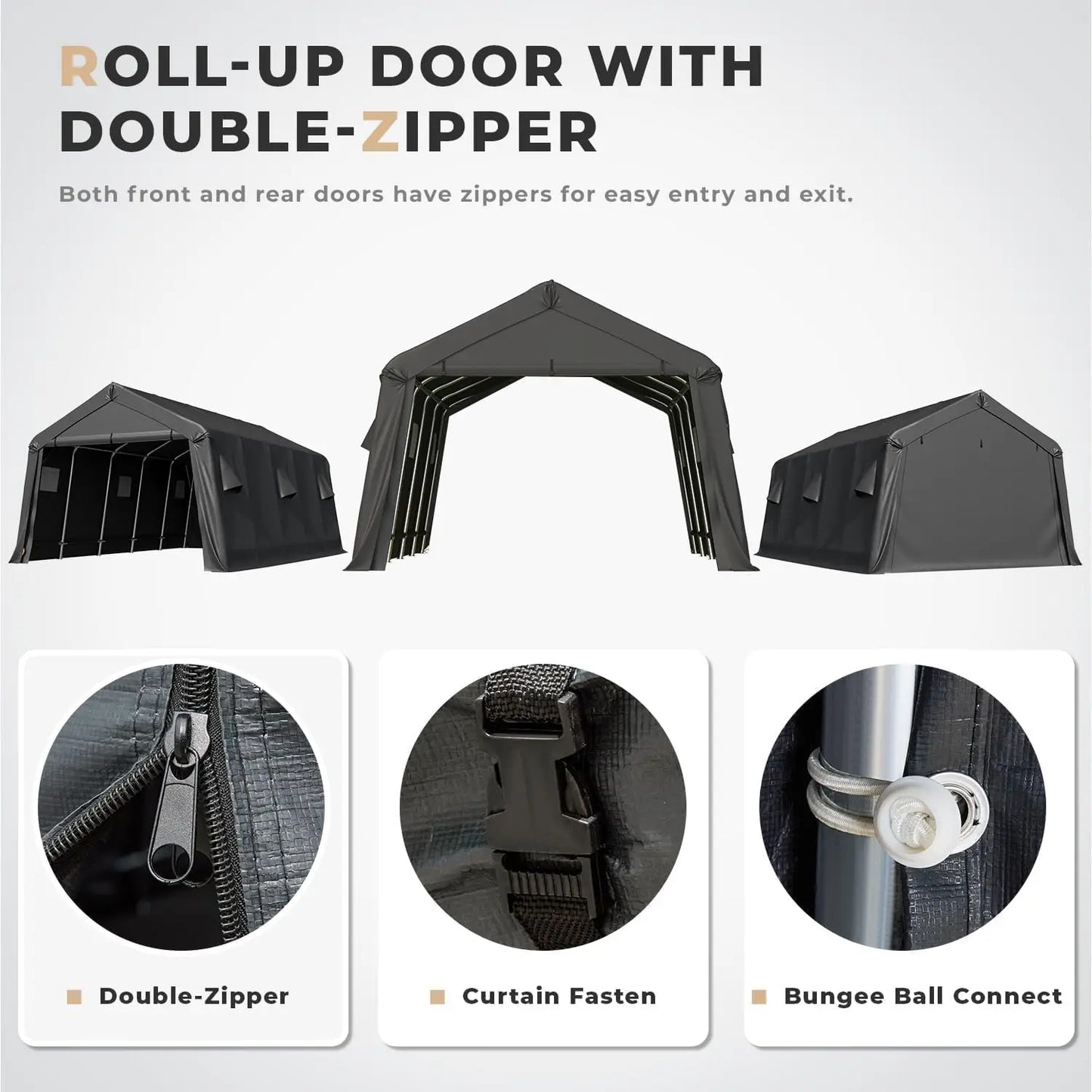 Heavy Duty Carport, Portable Garage
All-Steel Metal Frame & Vents.