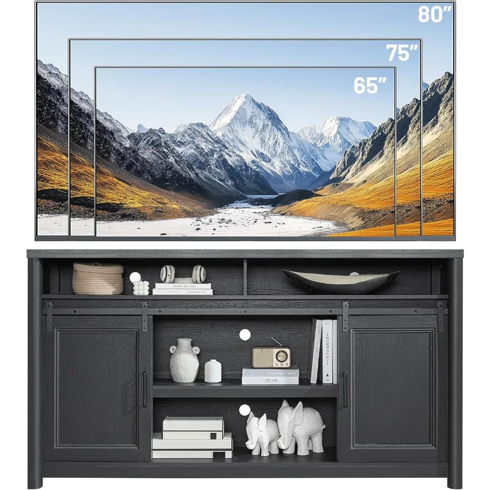 Farmhouse TV Stand Entertainment Center with Storage,