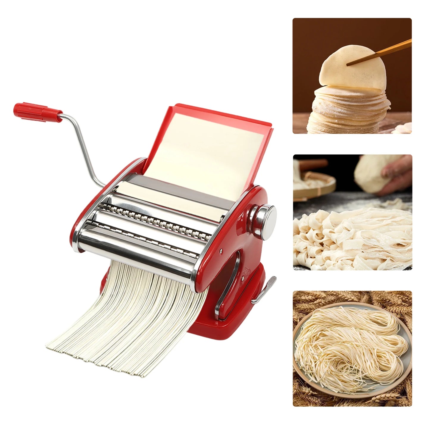Manual Pasta Maker Machine Stainless Steel Thickness Settings