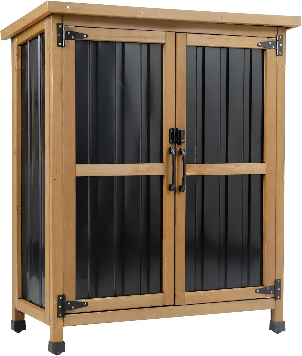 Outdoor Storage Cabinet Wood, Metal and Waterproof Roof