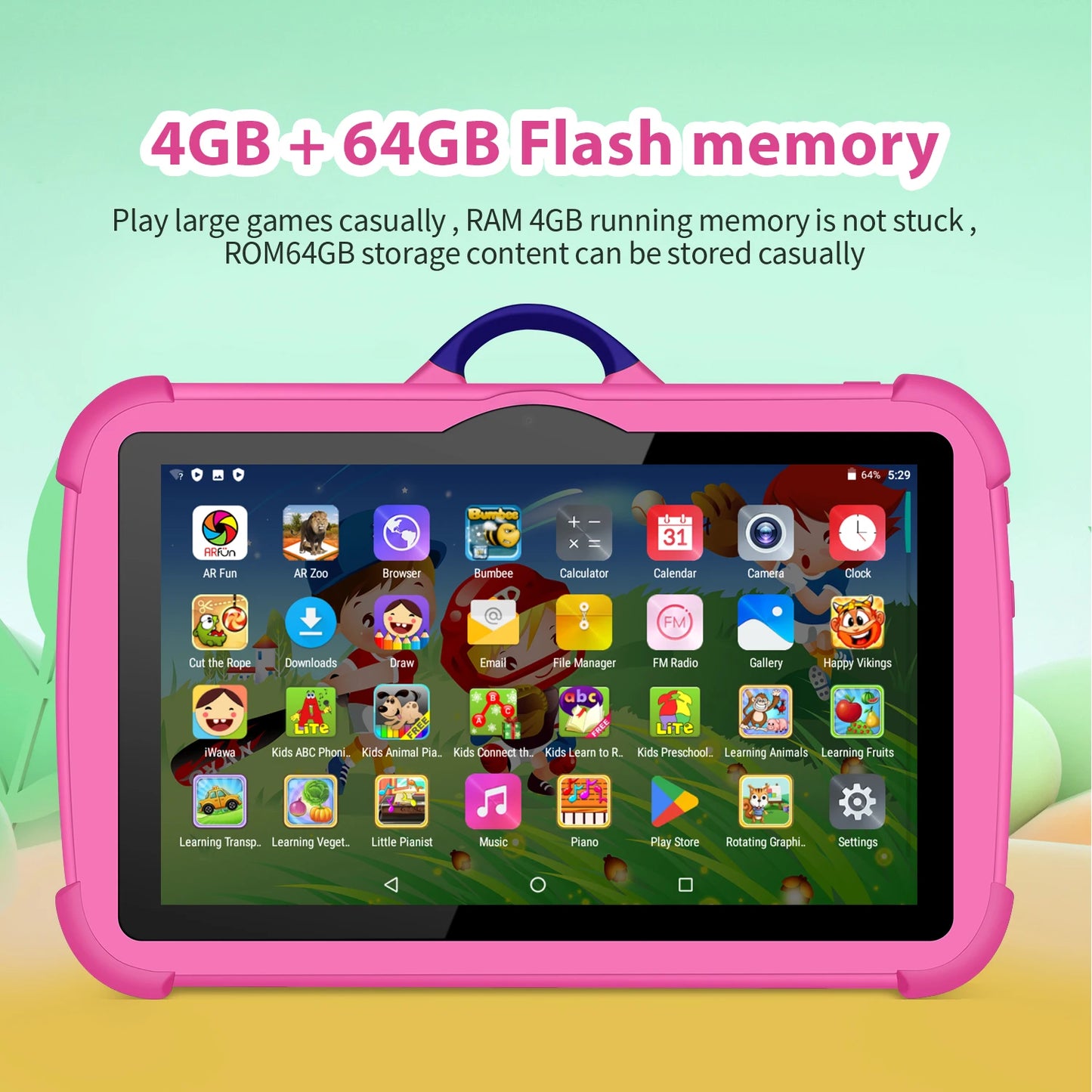 Kids Tablet 7 Inch Quad Core 4GB RAM 64GB ROM Android Learning Education