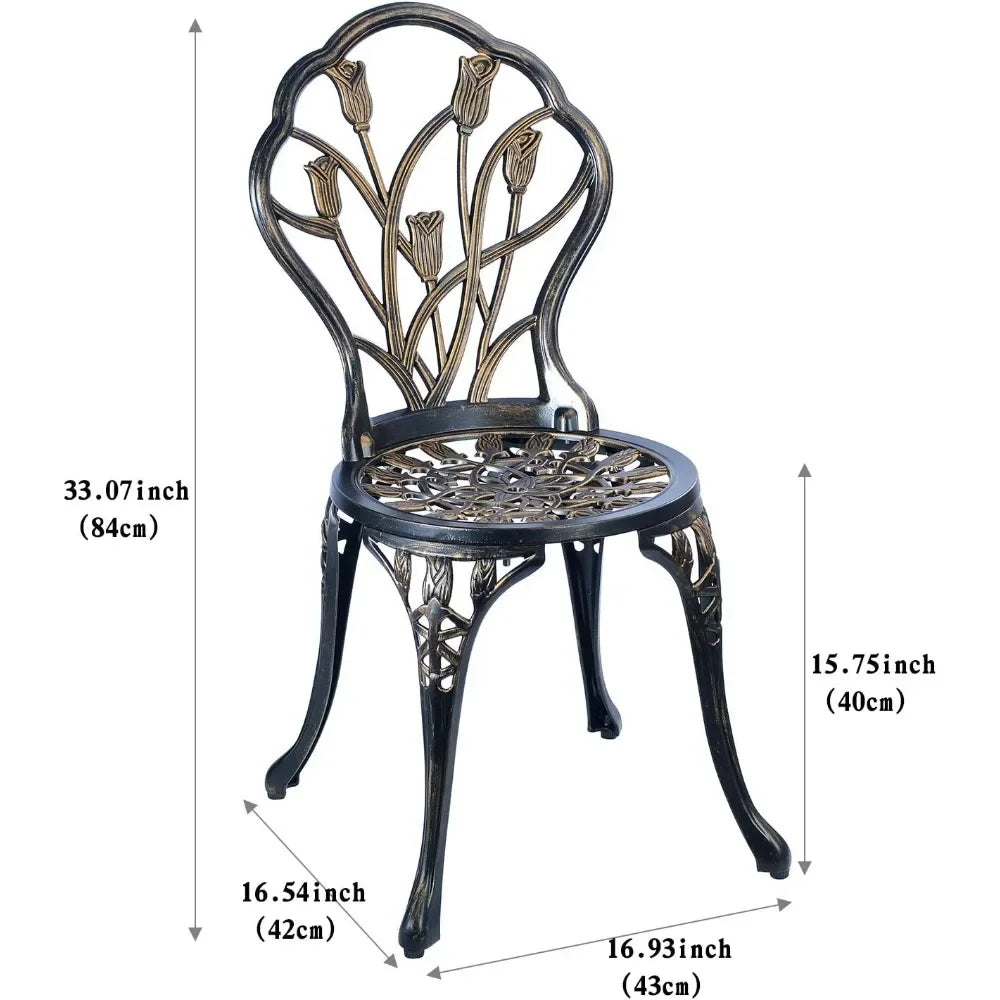 3 Piece Bistro Set, Outdoor Patio Set, Anti-Rust Cast Aluminum