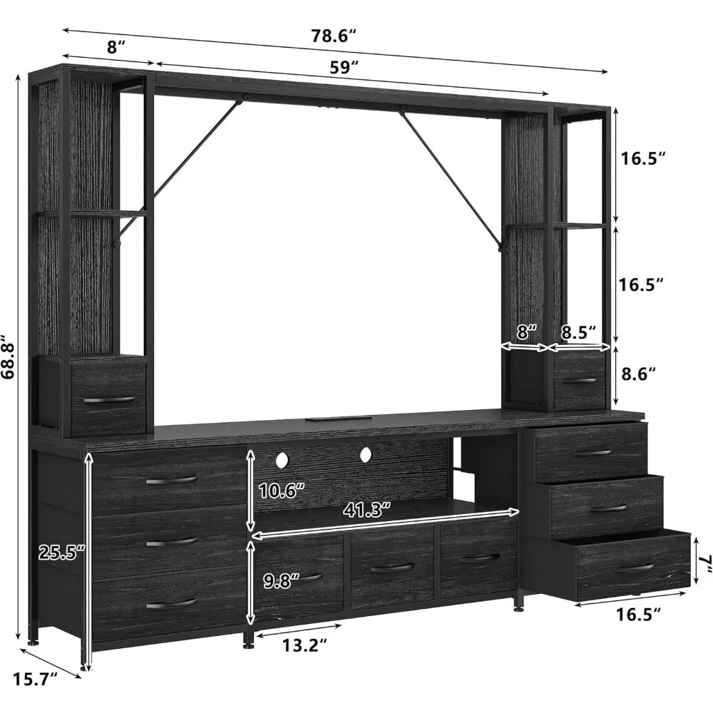 TV Stand 65" for Living Room, Wall Unit Entertainment Center.
