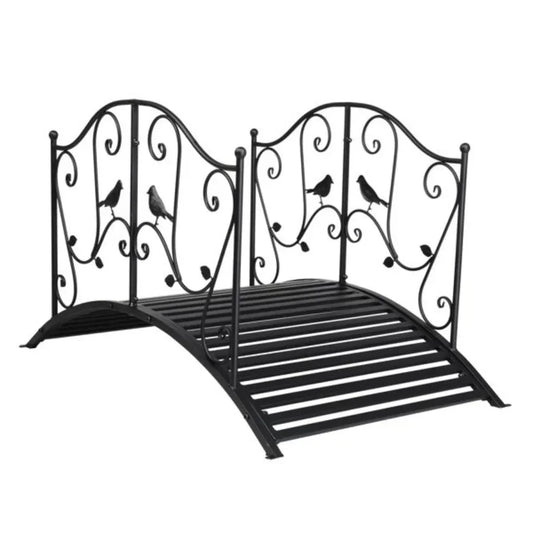 Arched Handrail  Iron Bridge Black With Bird Pattern