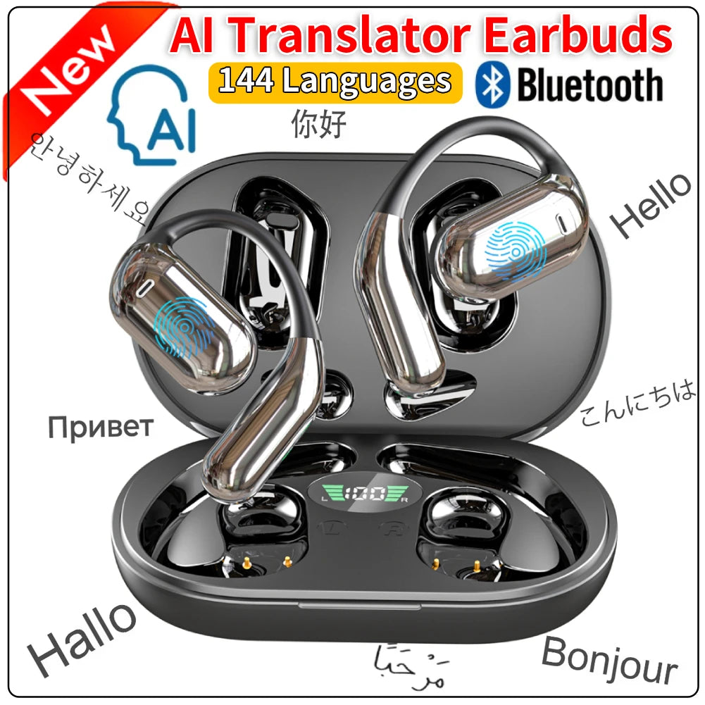 AI Translator Earbuds Real-Time Translators Headphones 144 Languages