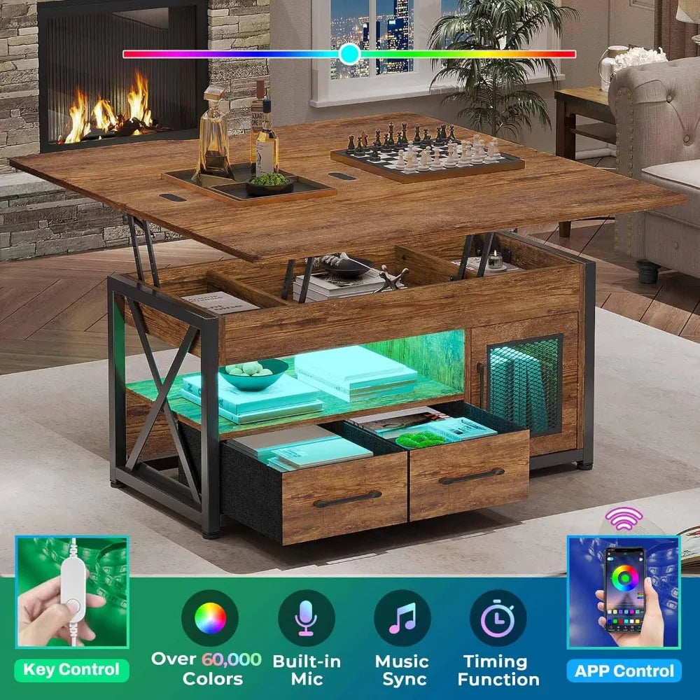 40" Lift Top Coffee Table, 4 in 1 Coffee Tables with Storage Cabinet