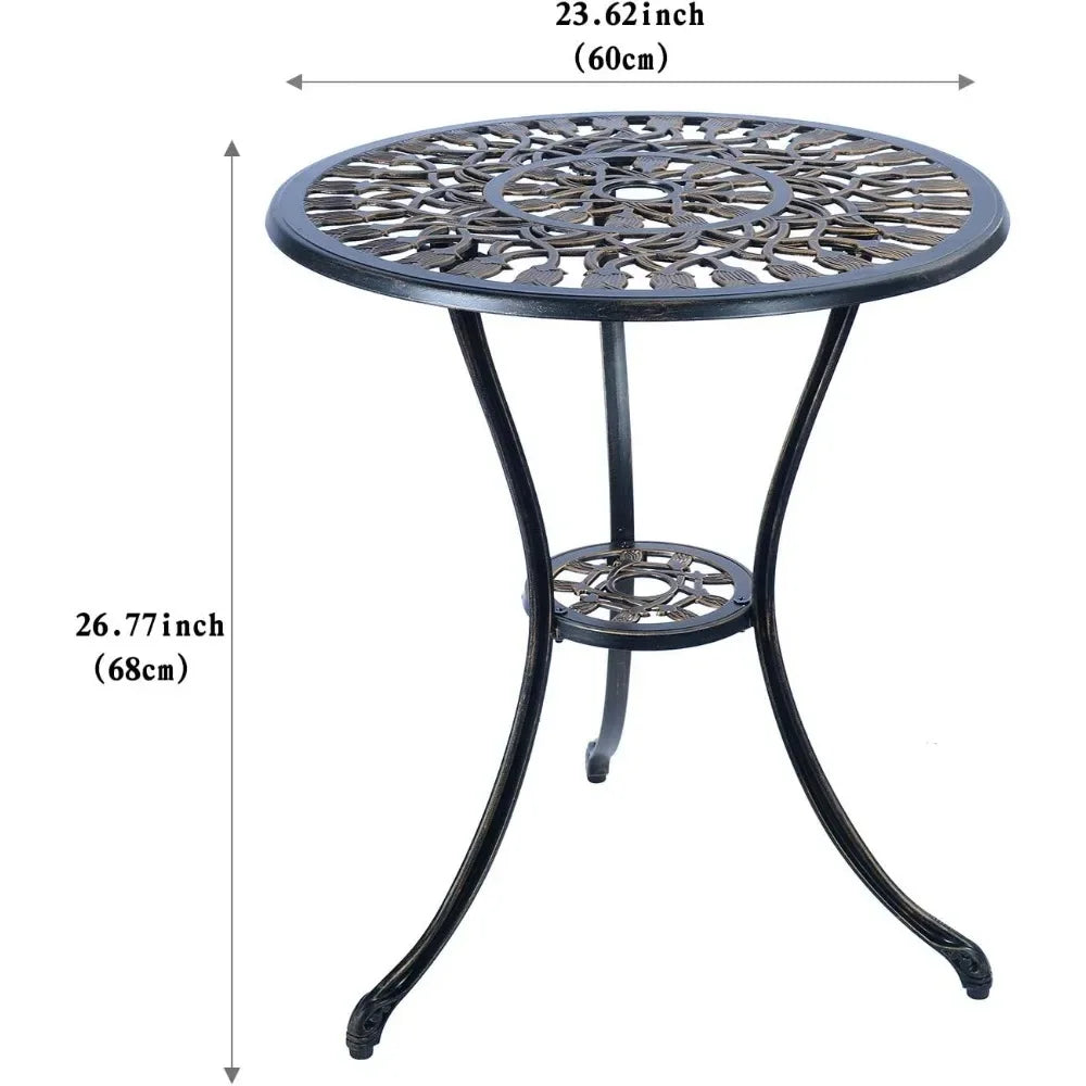 3 Piece Bistro Set, Outdoor Patio Set, Anti-Rust Cast Aluminum