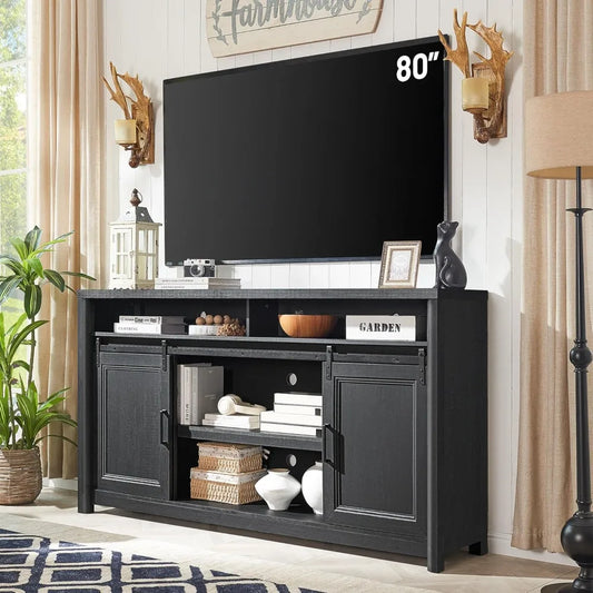 Farmhouse TV Stand Entertainment Center with Storage,