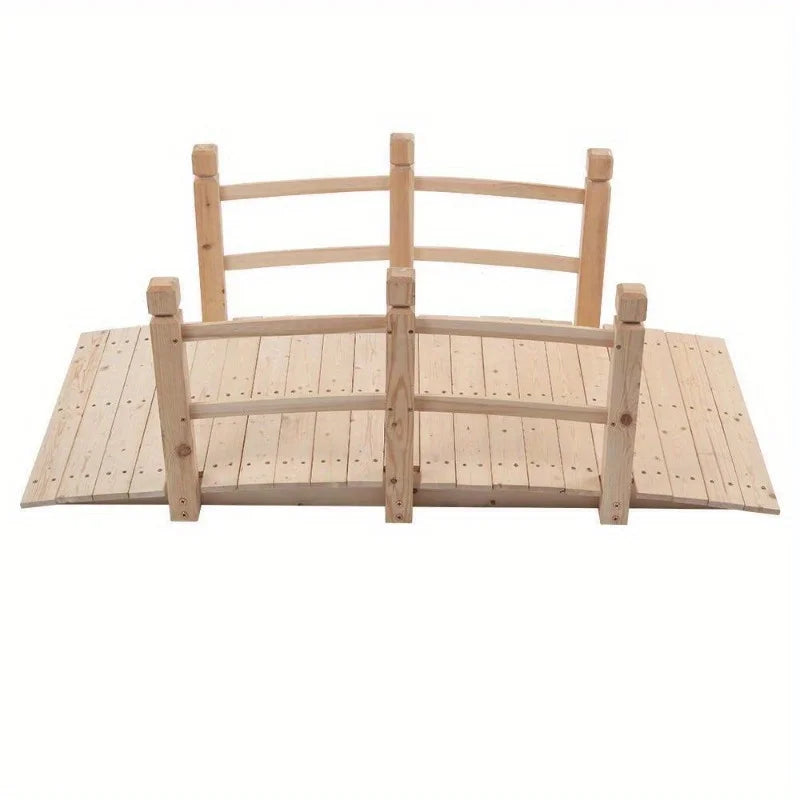 5 ft. Wooden Bridge Stained Finish Yard Decor
