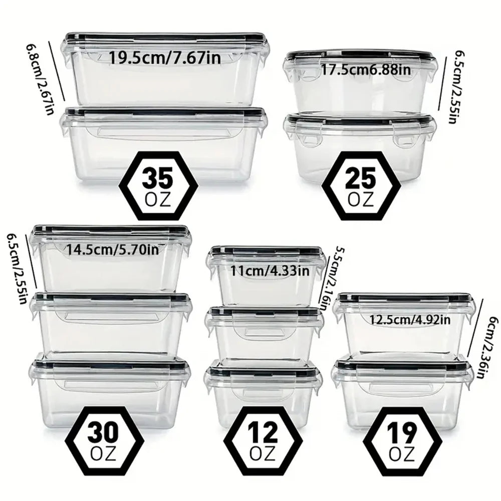 12pcs-set Food Airtight containers Lunch Boxes Set, Microwave safe