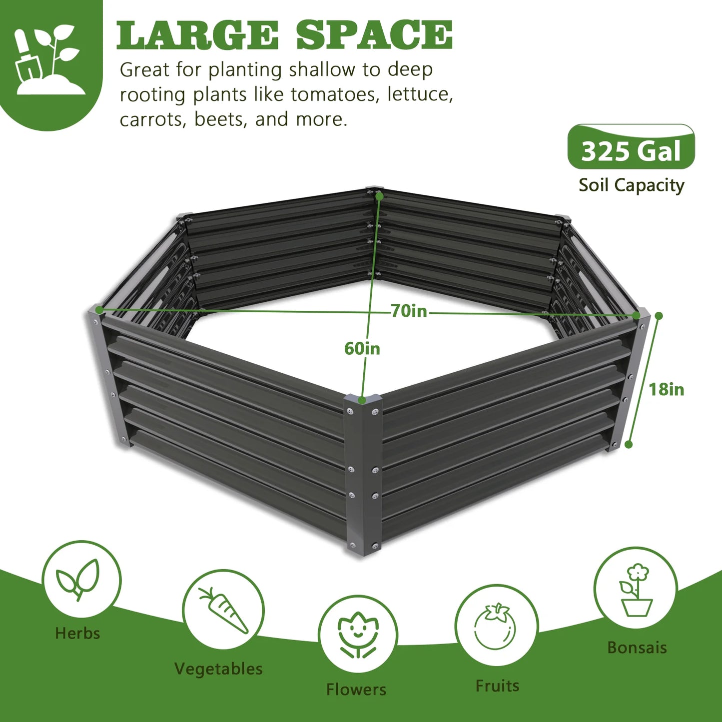 Hexagon Galvanized Raised Garden Bed Anti-Rust