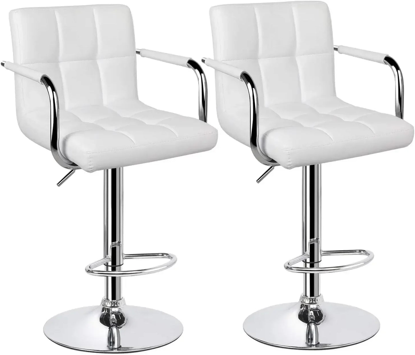 Bar Stools, Adjustable PU Leather Swivel Barstools, with Back and Footrest