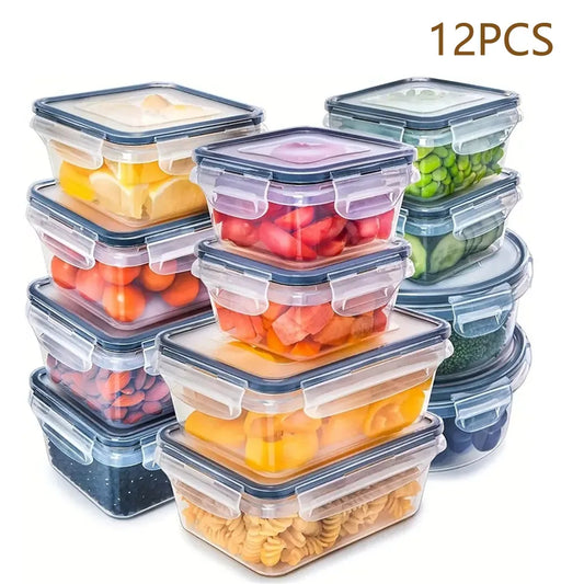 12pcs-set Food Airtight containers Lunch Boxes Set, Microwave safe