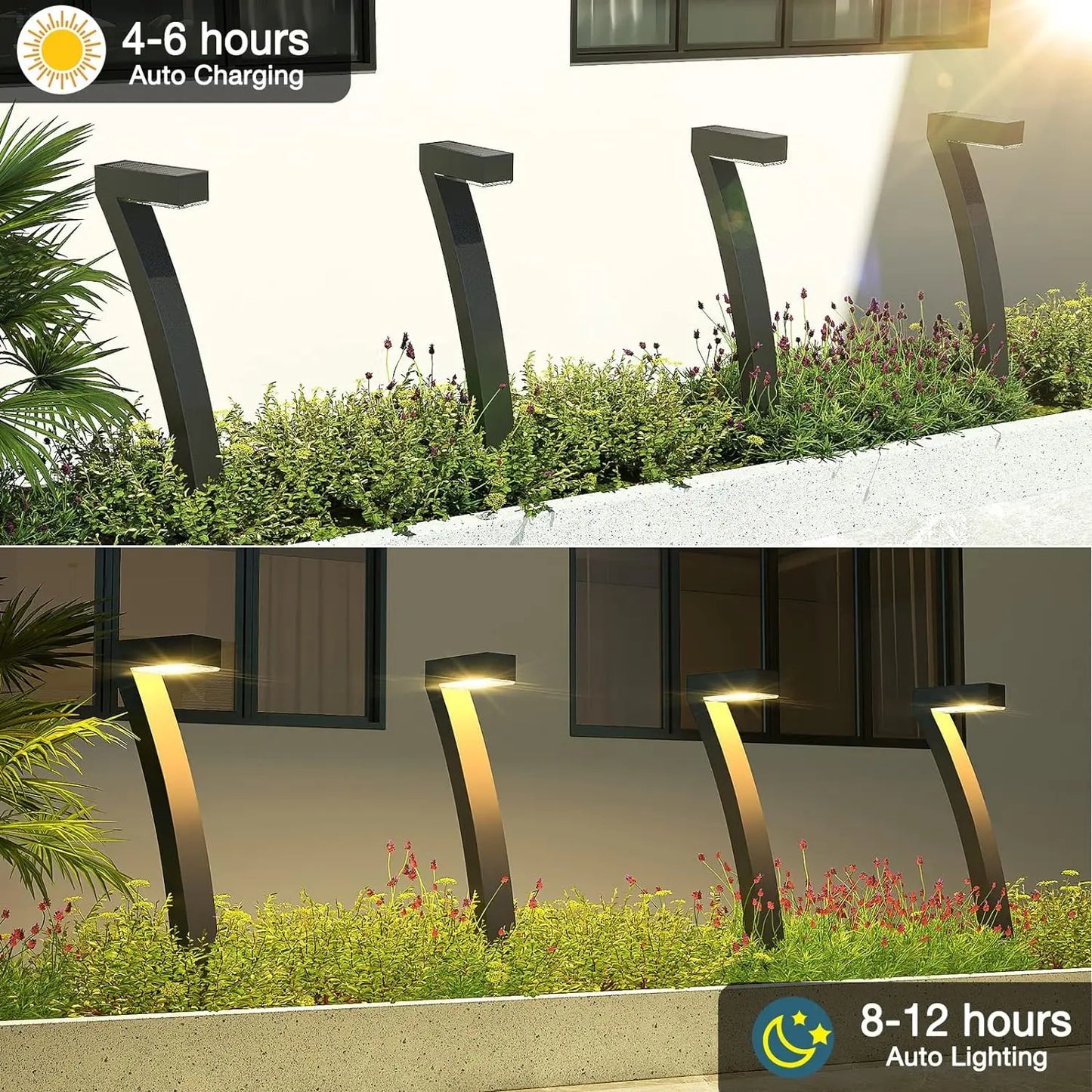 6Pack Bright Solar Outdoor Lights Pathway, 12 Hours Solar Garden Lights,