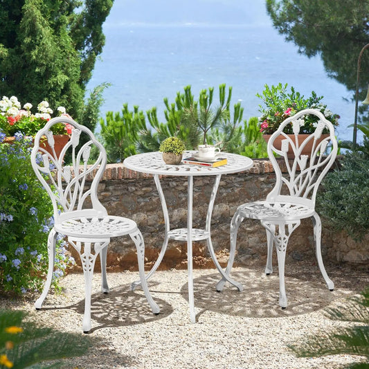3-Piece Outdoor Bistro Set  Cast Aluminum Table and Chairs