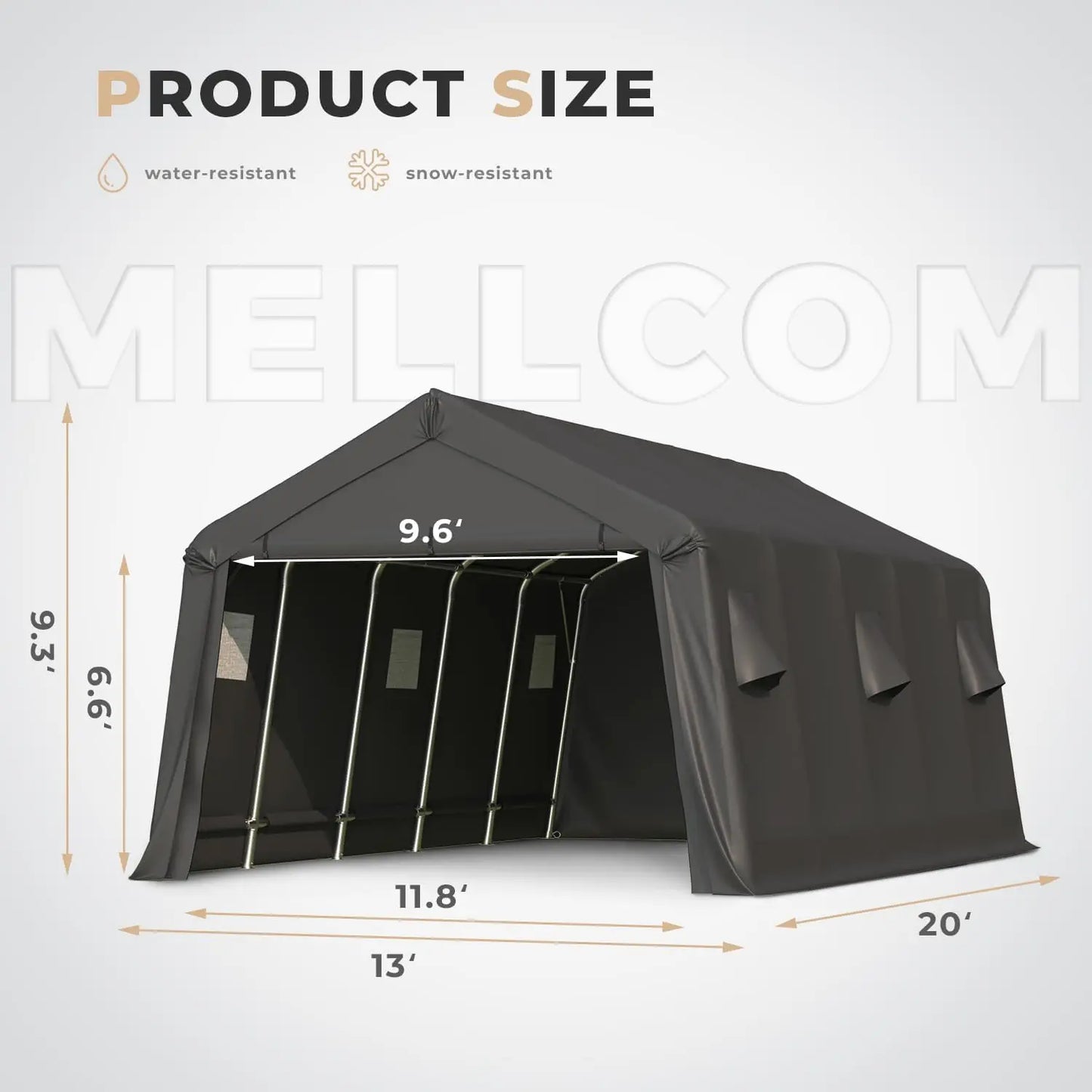 Heavy Duty Carport, Portable Garage
All-Steel Metal Frame & Vents.