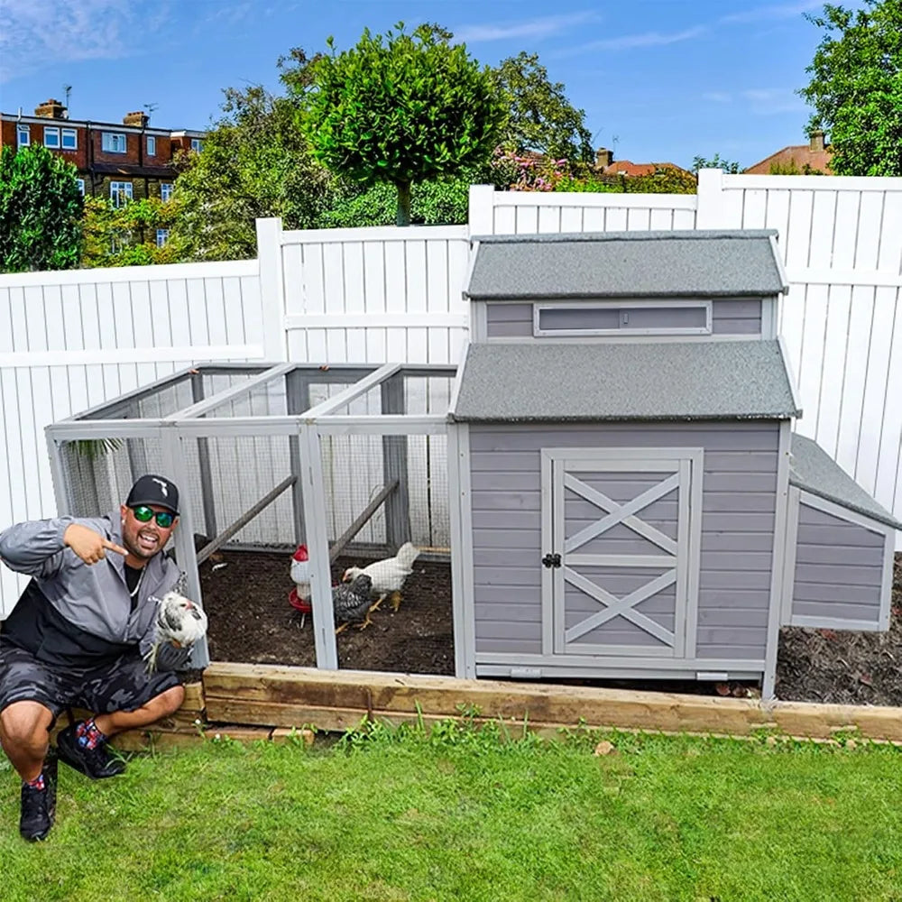 115" Chicken Coop Outdoor Wooden Poultry Cage