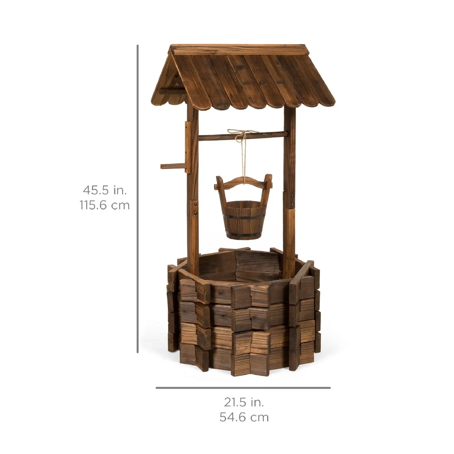 Rustic Wooden Wishing Well Planter Outdoor Home Decoration