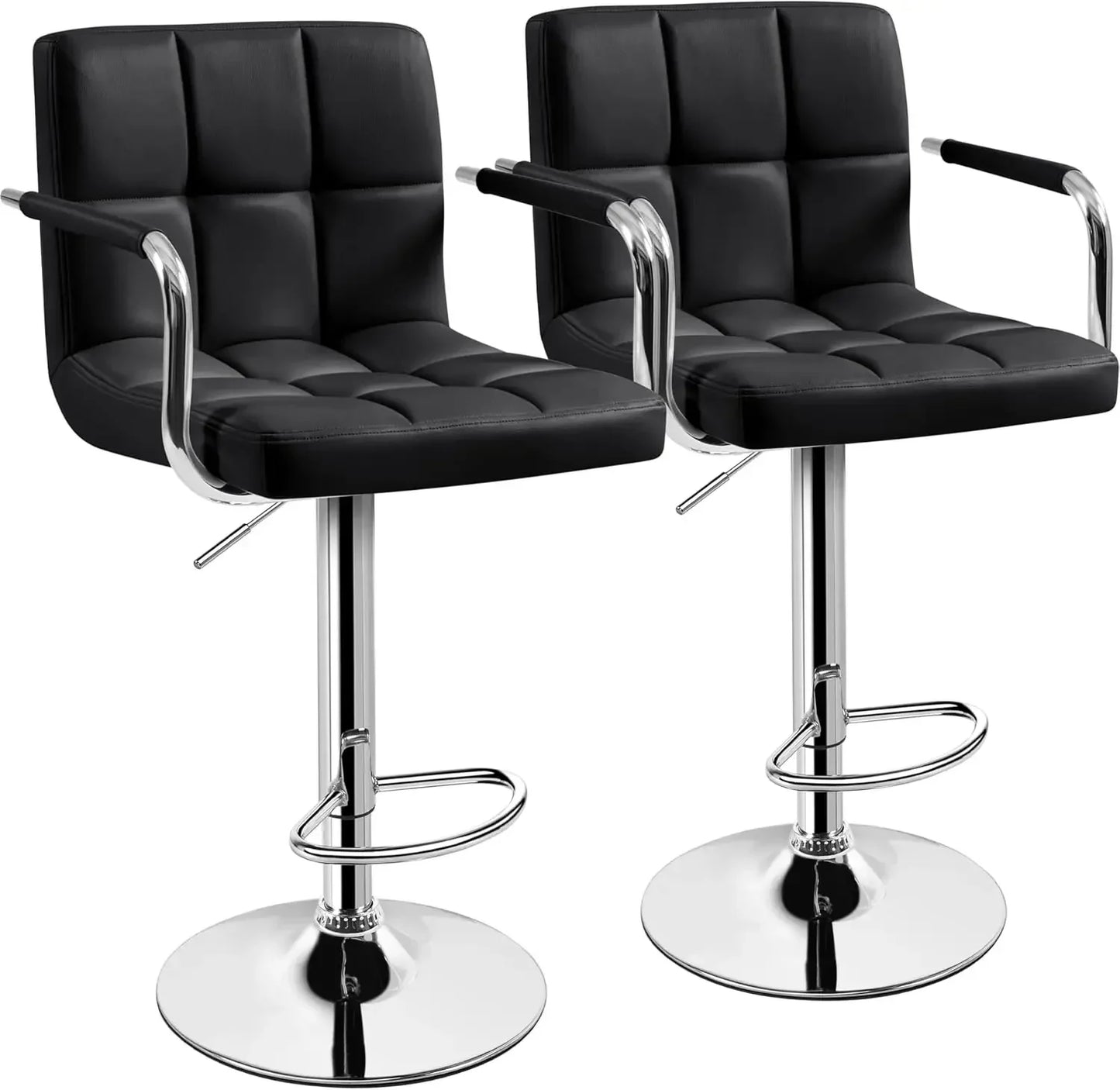 Bar Stools, Adjustable PU Leather Swivel Barstools