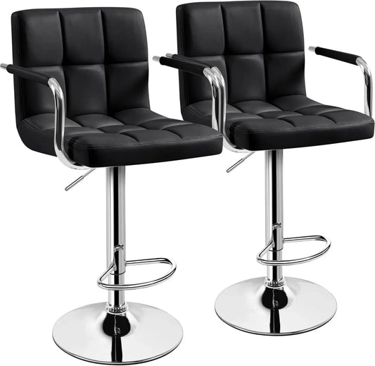 Bar Stools, Adjustable PU Leather Swivel Barstools