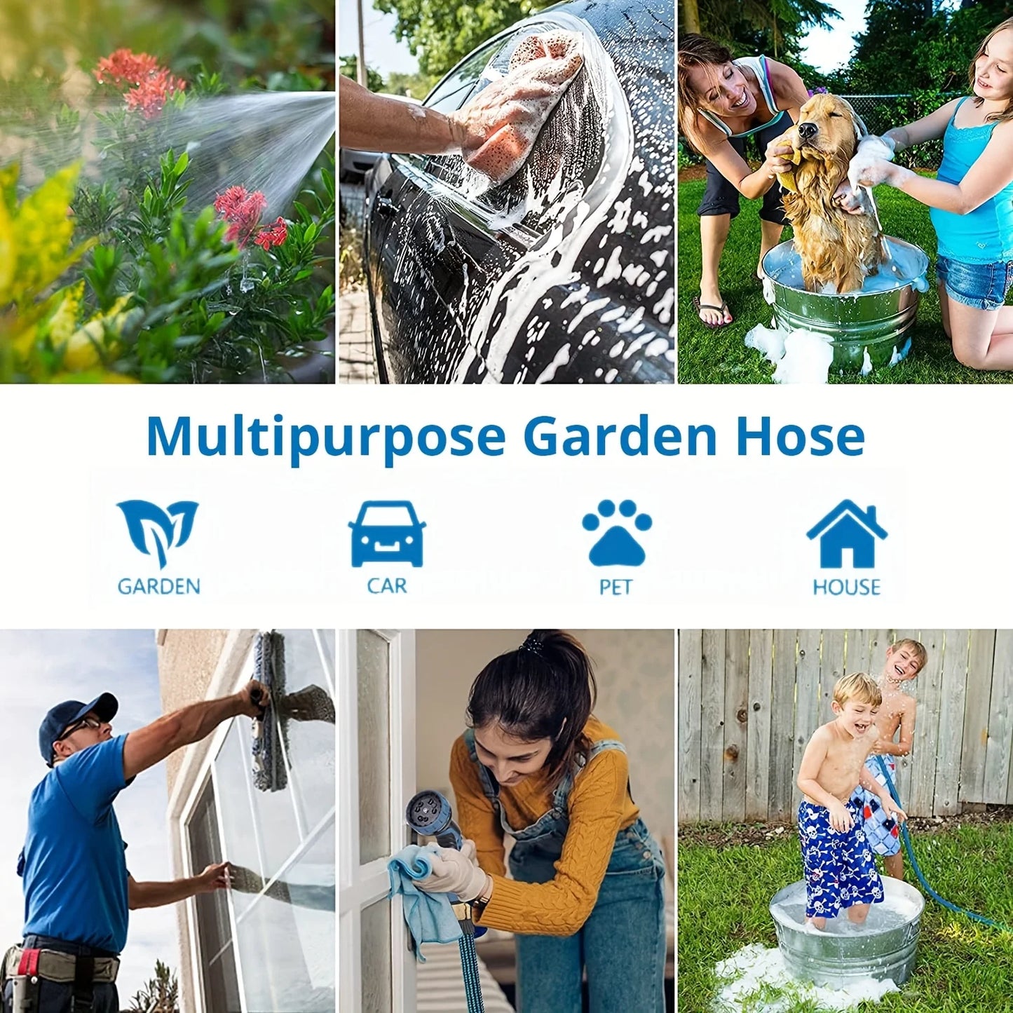100-foot garden nozzle with 10-function high-pressure nozzle, lightweight