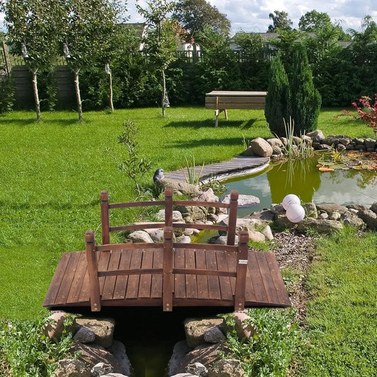 5 ft. Garden Bridge, Classic Wooden Arch Stained Finished Footbridge