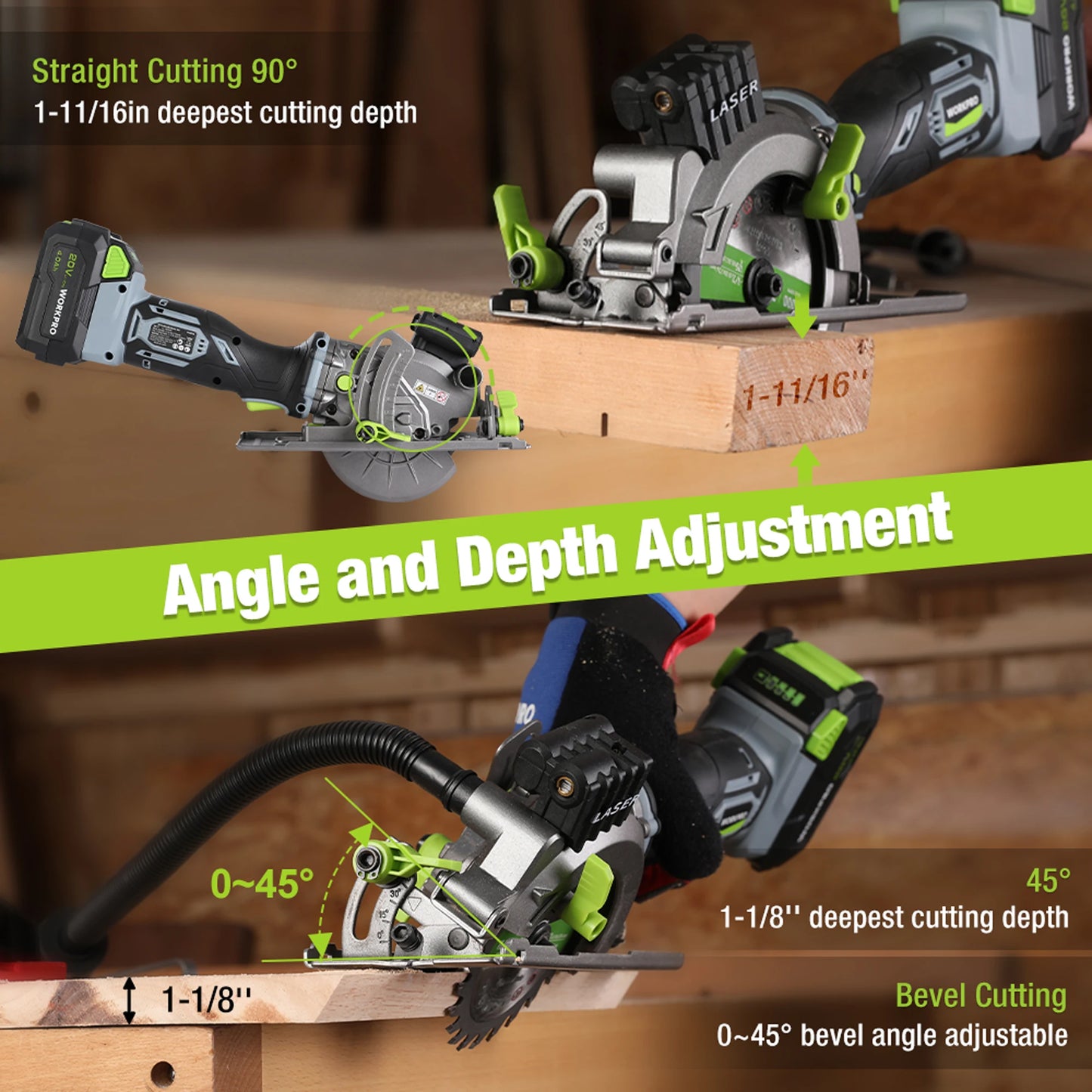 WORKPRO 20V Cordless Electric Circular Saw