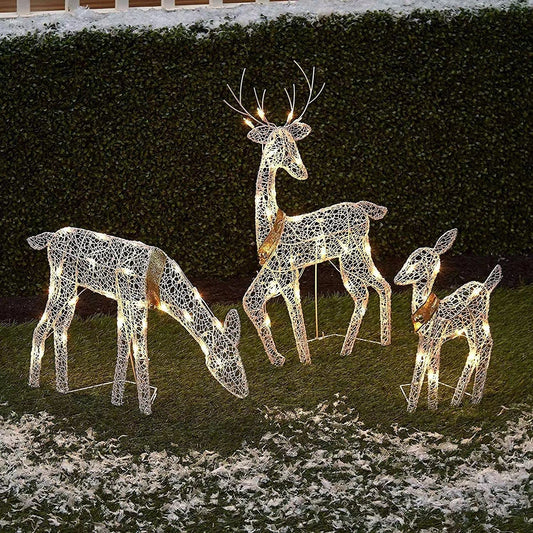 Reindeer Ornaments Battery Powered Iron Art Reindeer Yard Ornament