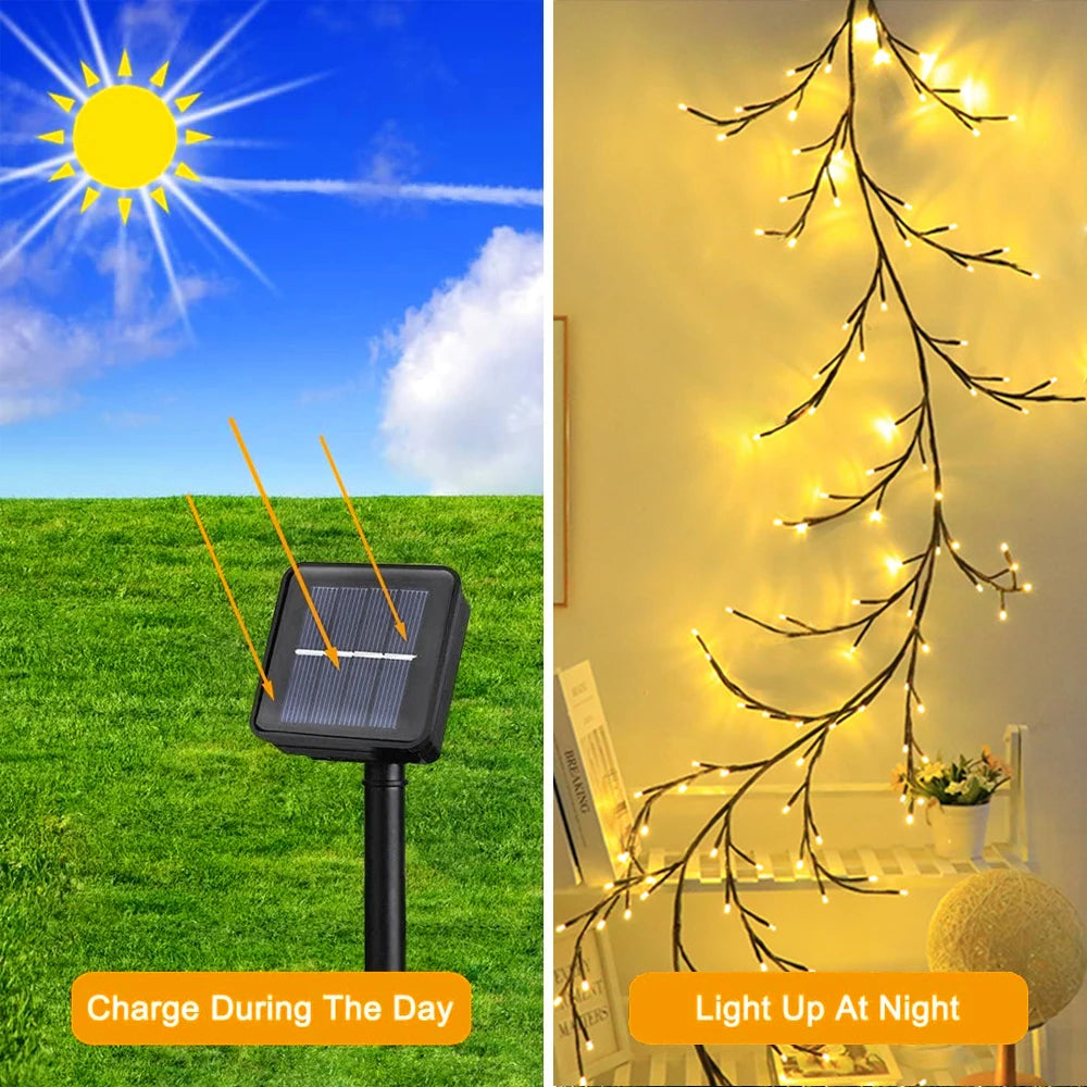 Outdoor Lighting Light String Solar Tree and Vine Lamp 96LED Tree Branches
