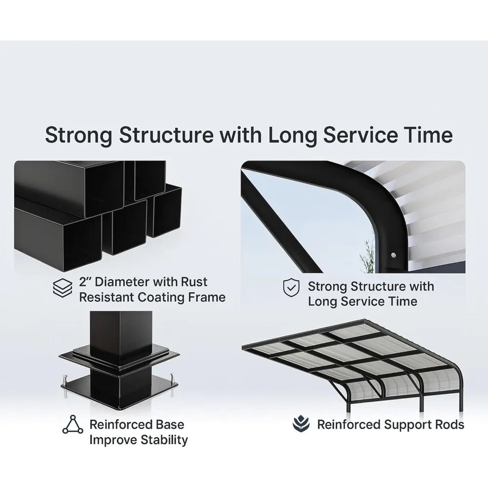 20x20ft metal carport with reinforced base and galvanized steel roof