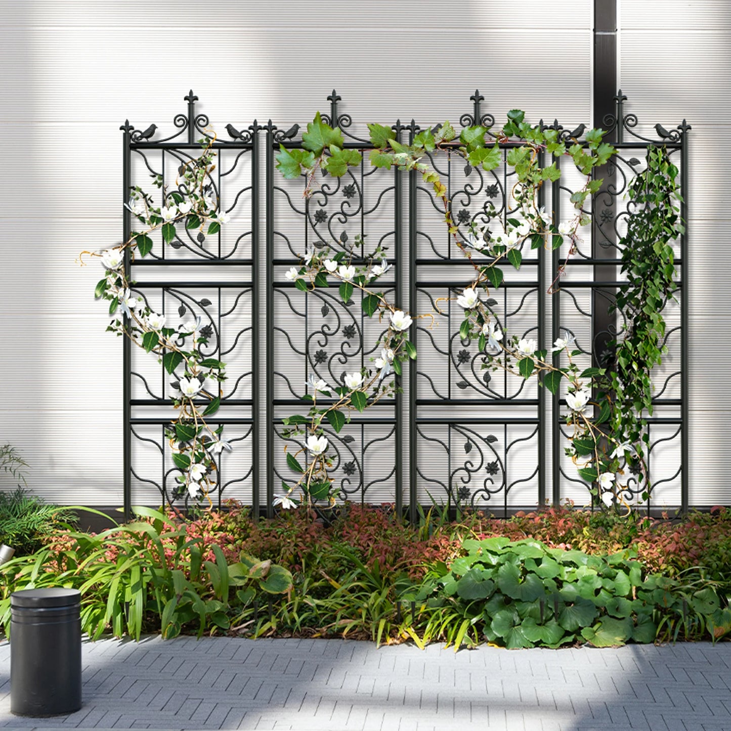 71 inch Garden Trellis Decorative Tall Metal Fence Black