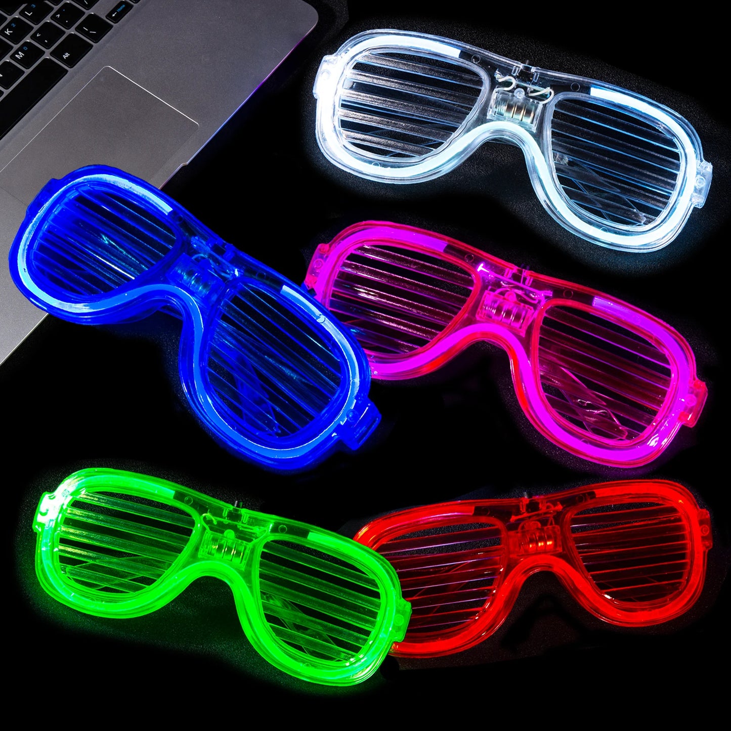 12/25 PCS LED Light Up Glasses 5 Colors Glasses Glow in The Dark