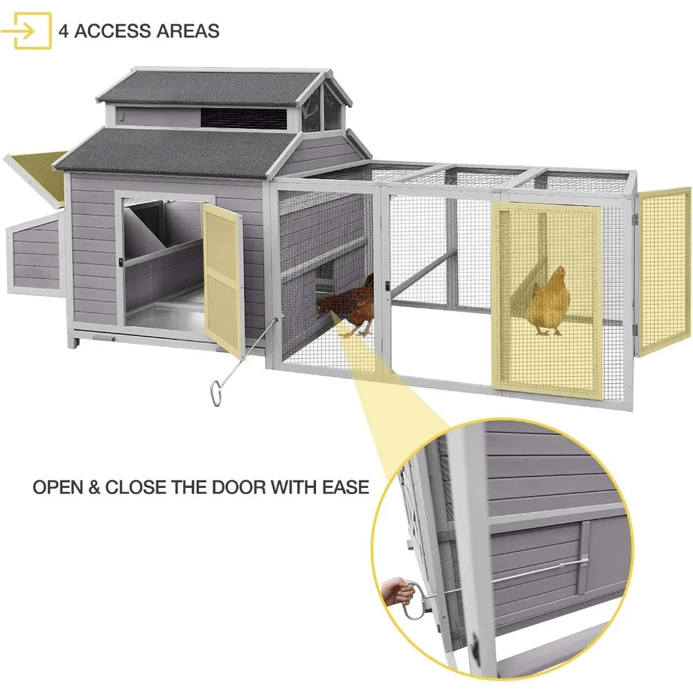 115" Chicken Coop Outdoor Wooden Poultry Cage