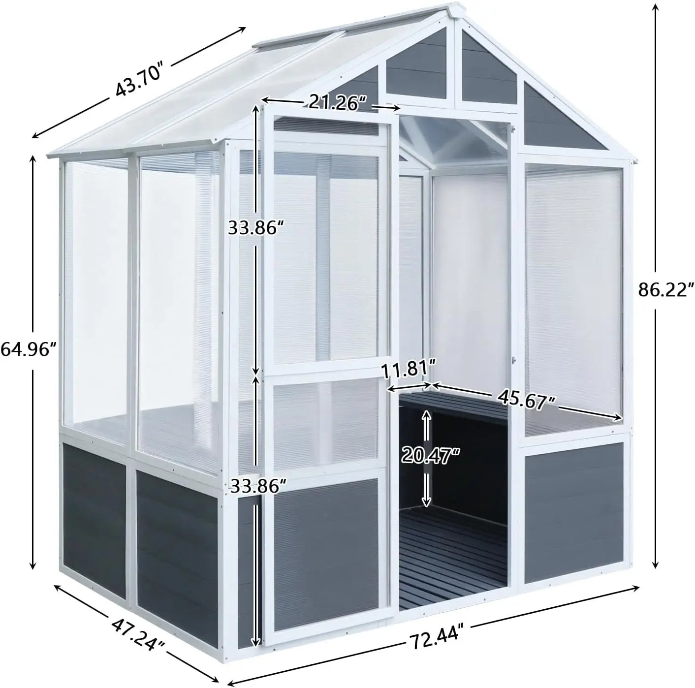 Wooden Walk-in Greenhouse Polycarbonate 2 Shelves.