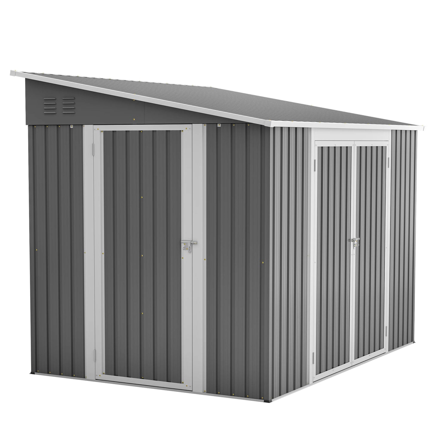 6 x 8 FT Metal Outdoor Storage Shed, Garden Tool Storage House Gray